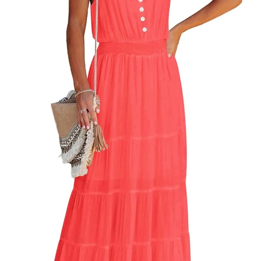NWT! Coral Sleeveless Long Maxi Dress